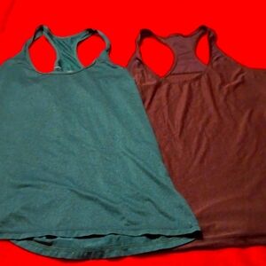BUNDLE OF TWO. Green & gray muscle tank tops. Active wear.